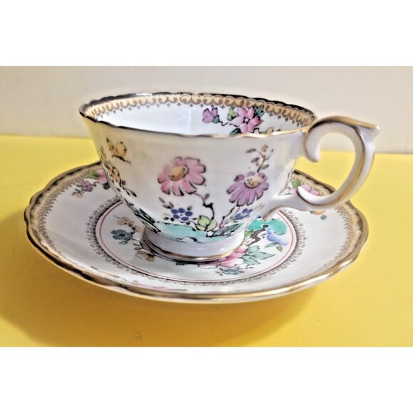 Crown Staffordshire Hand Painted Tea Cup & Saucer Set Patt.# 15308 1930's - Picture 6 of 11